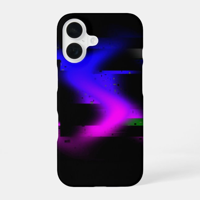 Glitch Plasma Schwarz iPhone 16 Hülle (Rückseite)