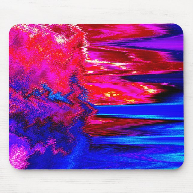 Glitch Rot und Blau Mousepad (Vorne)