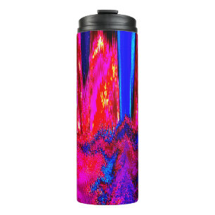 Glitch Rot und Blau Thermosbecher