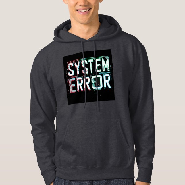 Glitch Schriftart Systemfehler, Cyberpunk-Pixel Hoodie (Vorderseite)