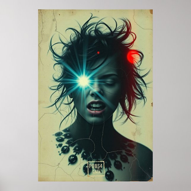 Glitch Siren: Cyber-Vision-Poster Poster (Vorne)