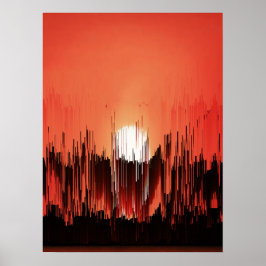 Glitch Sonnenuntergang Skyline Abstract Poster