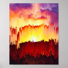 Glitch-Sonnenuntergangs-Himmel Abstrakt Kunst Poster