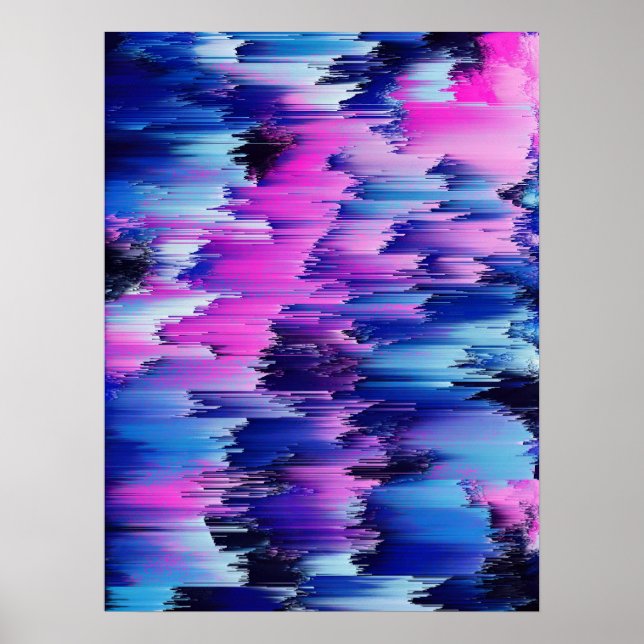 Glitch Sunset Abstract Landscape Poster (Vorne)