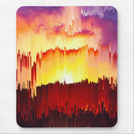 Glitch Sunset Sky Abstract Art Mousepad