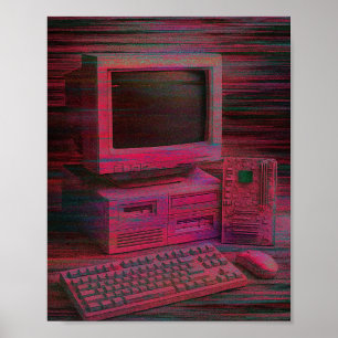Glitch-Terminal   Vaporwave-Techcore-Plakat Poster