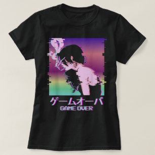 Glitch Vaporwave Anime Game Over Kunst T-Shirt