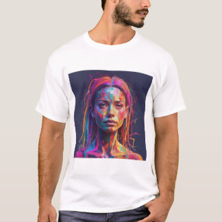 Glitch weiblich bunt Gesicht minimaler T - Shirt