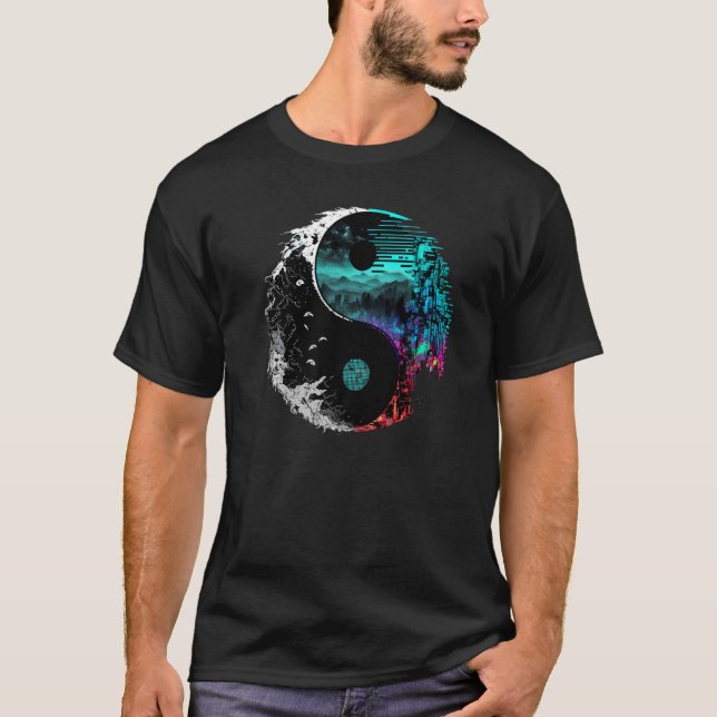 Glitch Yin Yang Premium T-Shirt (Vorderseite)