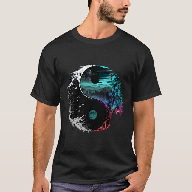 Glitch Yin Yang T-Shirt (Vorderseite)