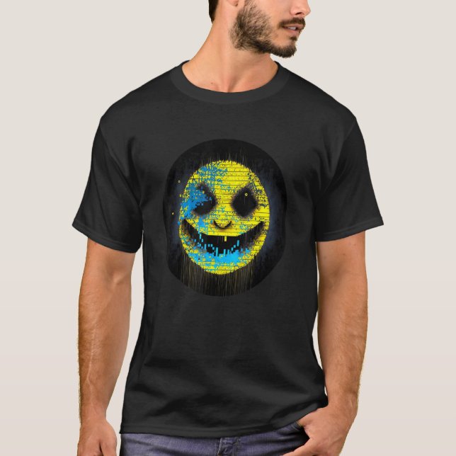 Glitchcore Digital Face Digital Painting Nerdcore T-Shirt (Vorderseite)