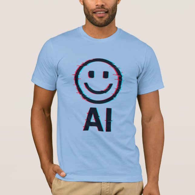 Glitchy AI Smiley - Futuristic Tech T - Shirt Desi (Vorderseite)