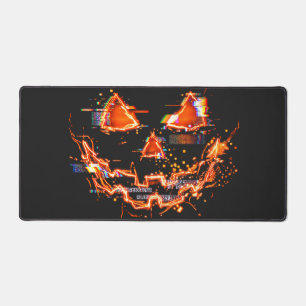 Glitchy Neon-Kürbis Cyberpunk-Halloween Schreibtischunterlage