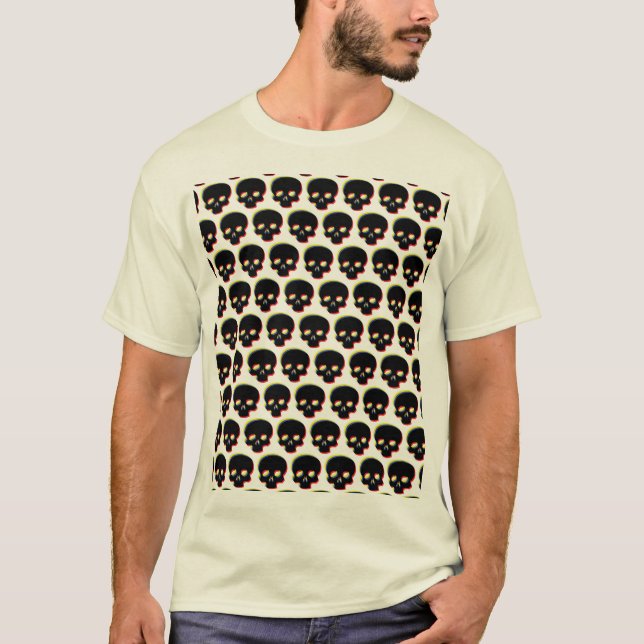 Glitchy Skull farbenfrohe Töte T-Shirt (Vorderseite)