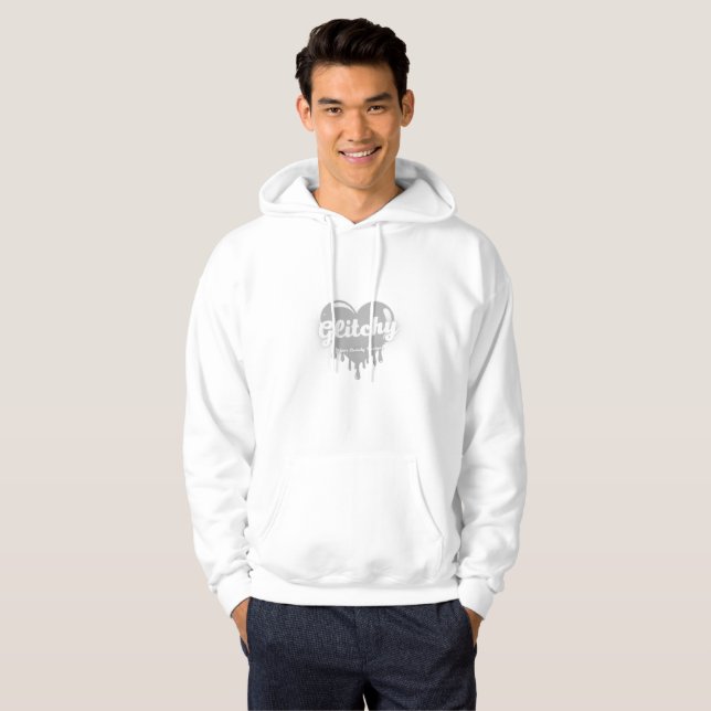Glitchy Tropfen Heart Aesthetic Hoodie (Vorne ganz)