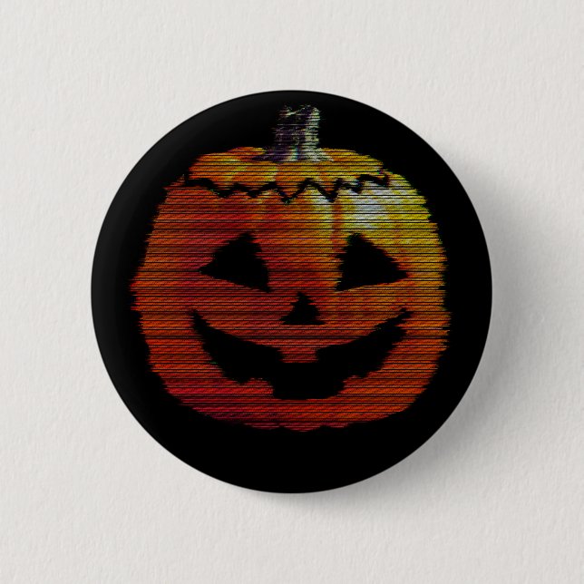Glitchy TV Pumpkin Button (Vorderseite)