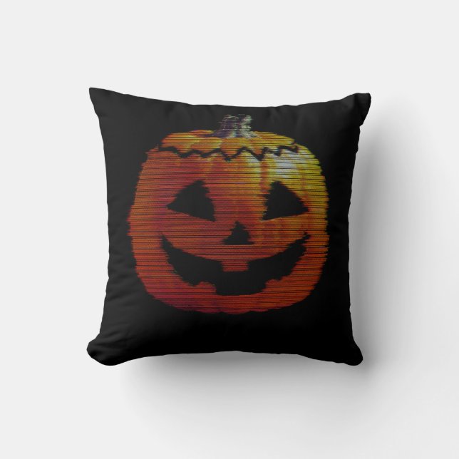 Glitchy TV Pumpkin Kissen (Vorderseite)