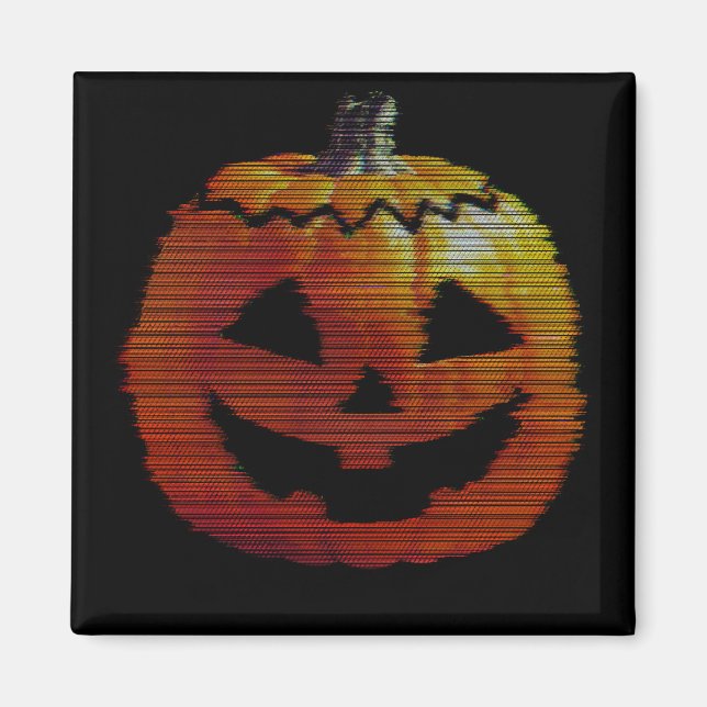 Glitchy TV Pumpkin Magnet (Vorne)