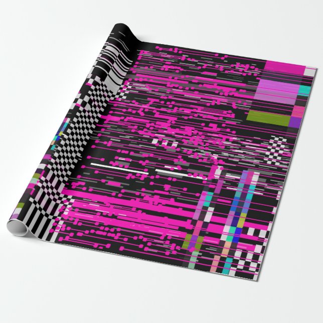 Glitted Retro VHS Bildschirm mit Flickern und gebr Geschenkpapier (Ungerollt)
