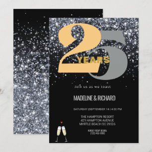 Glitter 25. Silberhochzeit-Feier Einladung