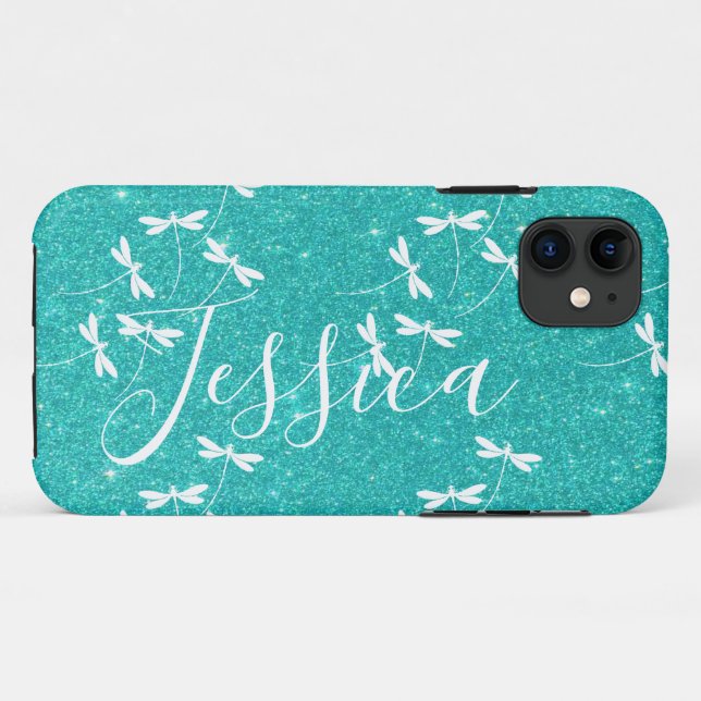 Glitter and dragonflies personalized  Case-Mate iP Case-Mate iPhone Hülle (Rückseite (Horizontal))