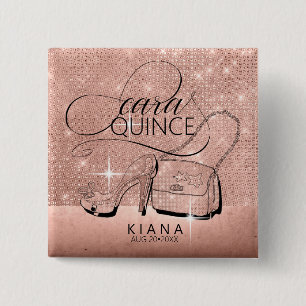 Glitter and Shine Quinceanera Rose Gold ID701 Button