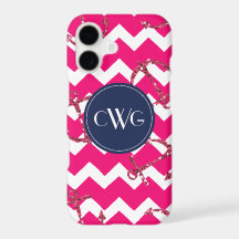 Glitter Anker Rosa Chevron Monogramm