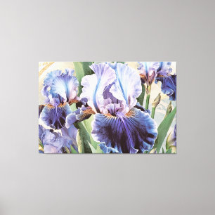 *~* Glitter Aqua IRIS Schwertlilien Vintage Floral Leinwanddruck