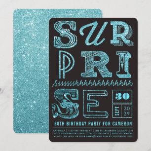 Glitter Art Deco Überraschungsparty Geburtstagsein Einladung
