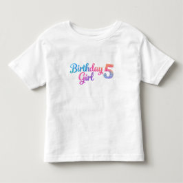 Glitter Birthday Girl 5 Kids T-Shirt