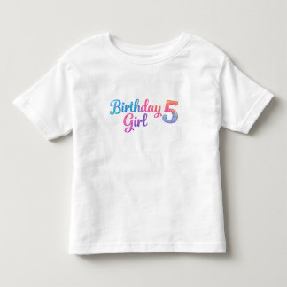 Glitter Birthday Girl 5 Kids T-Shirt