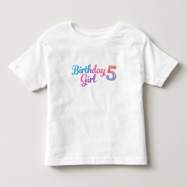 Glitter Birthday Girl 5 Kids T-Shirt (Vorderseite)
