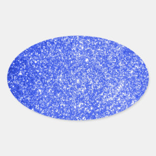 Glitter Blau Ovaler Aufkleber