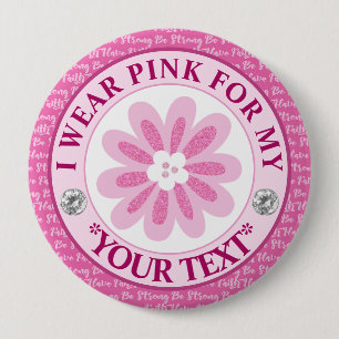 Glitter-Blumen-Brustkrebs-Bewusstseins-Design Button