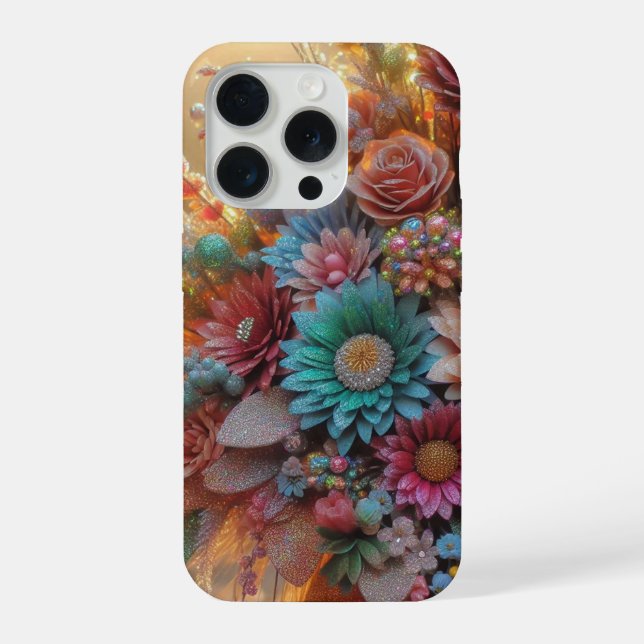 Glitter-Blumen-iPhone-Hülle iPhone Hülle (Rückseite)