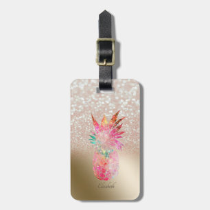Glitter Bokeh Ombre , Ananas - Personalisiert Gepäckanhänger