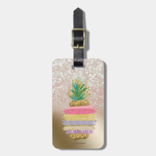 Glitter Bokeh Ombre, gestreifte Ananas Gepäckanhänger