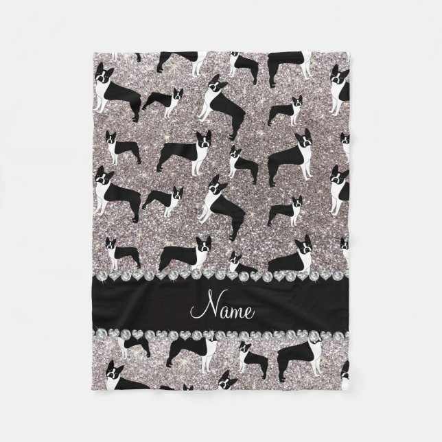 Glitter-Boston-Terrier des individuellen Namens Fleecedecke (Vorderseite)