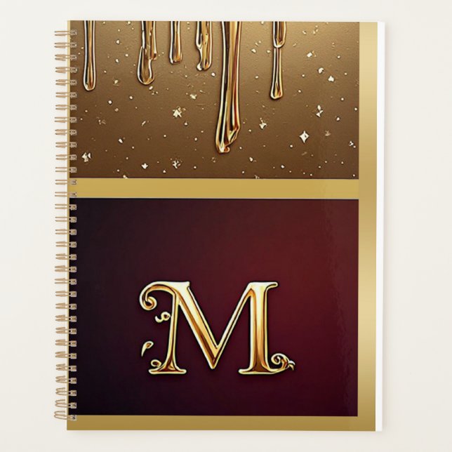 Glitter-Buchstabe M-Monogramm mit tropfender Flüss Planer (Vorderseite)