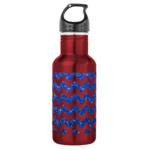 Glitter Chevron Blau Trinkflasche