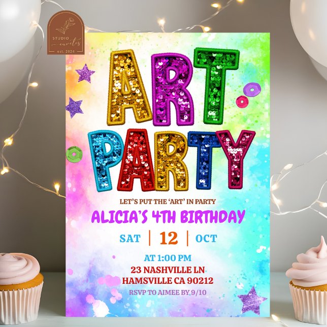 Glitter Colorful Sequin Art Party Birthday Einladung (Von Creator hochgeladen)