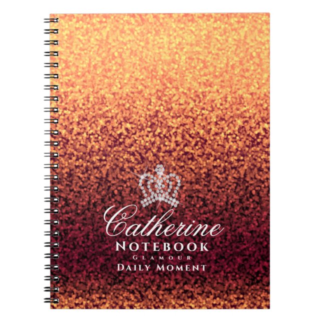 Glitter Crown Red Gold Notizblock (Vorderseite)