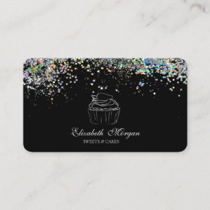 Glitter-Cupcake Bunter Konfetti, Schwarz Visitenkarte