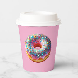 Glitter donut paper cup. pappbecher