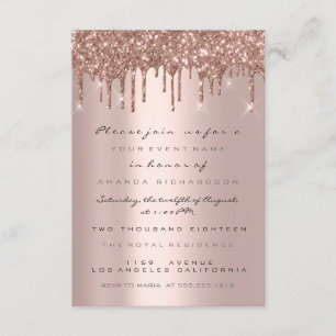 Glitter-Effekt-Tropfen Rosen Gold  Braut Sweet 16. Einladung
