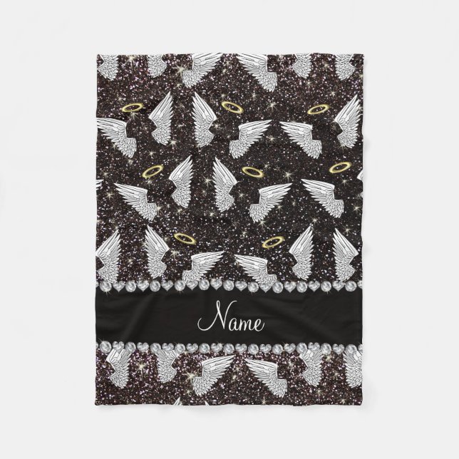 Glitter-Engelsflügel des individuellen Namens Fleecedecke (Vorderseite)