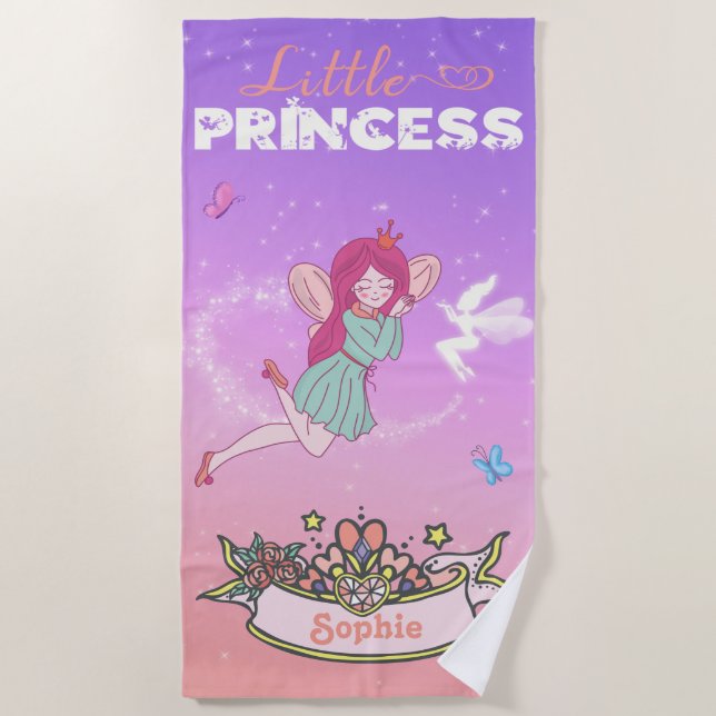 👸 Glitter Fairy Princess Individuelle Name   Strandtuch (Vorderseite)