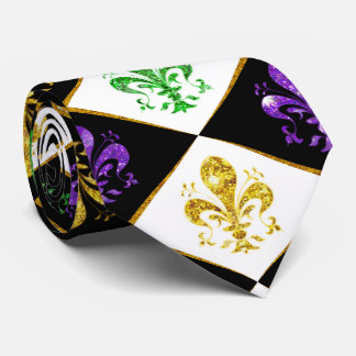 Glitter Fleur de Lis Diamant Mardi Gras 2 Farben Krawatte