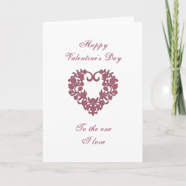 Glitter Flourish Valentine Greeting Card Feiertagskarte (Vorderseite)