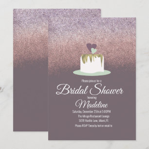 Glitter-Folie-Hochzeitstorte Eine Ebene Brautparty Einladung